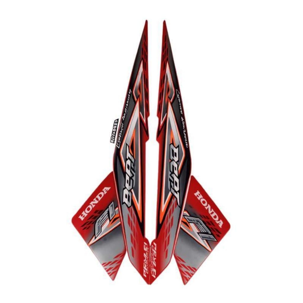 Striping stiker body motor Honda Beat Fi merah 2014 stiker list bodi motor beat fi merah tahun 2014
