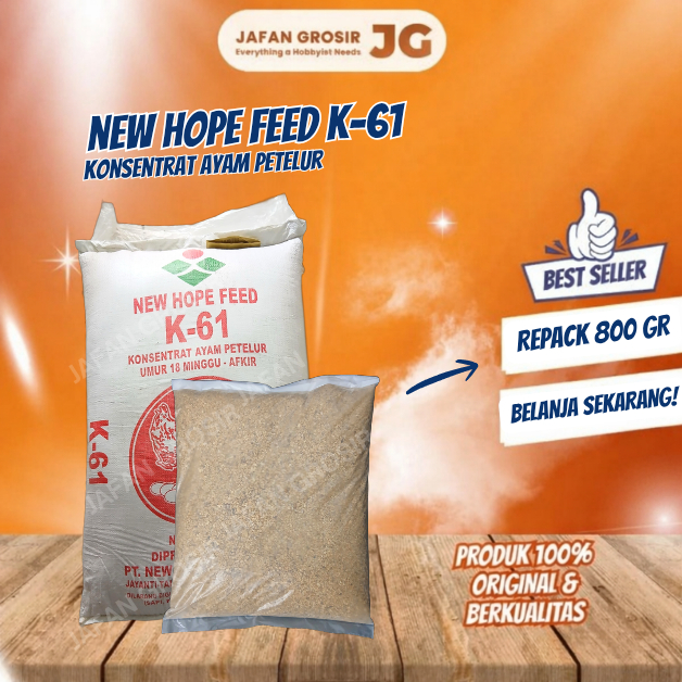 K61 KOSENTRAT AYAM PETELUR PRODUKSI PAKA CAMPURAN AYAM PEDAGING DIKEMAS 800 GR