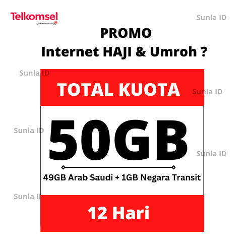 (TELKOMSEL ) Kuota Internet HAJI DAN UMROH | 50GB 12 HARI