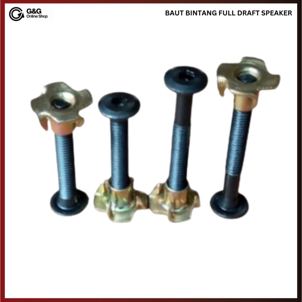 Baut Bintang Full Drat 4cm Hitam Anti Karat untuk Box Speaker & Hardcase I GNG AUDIO