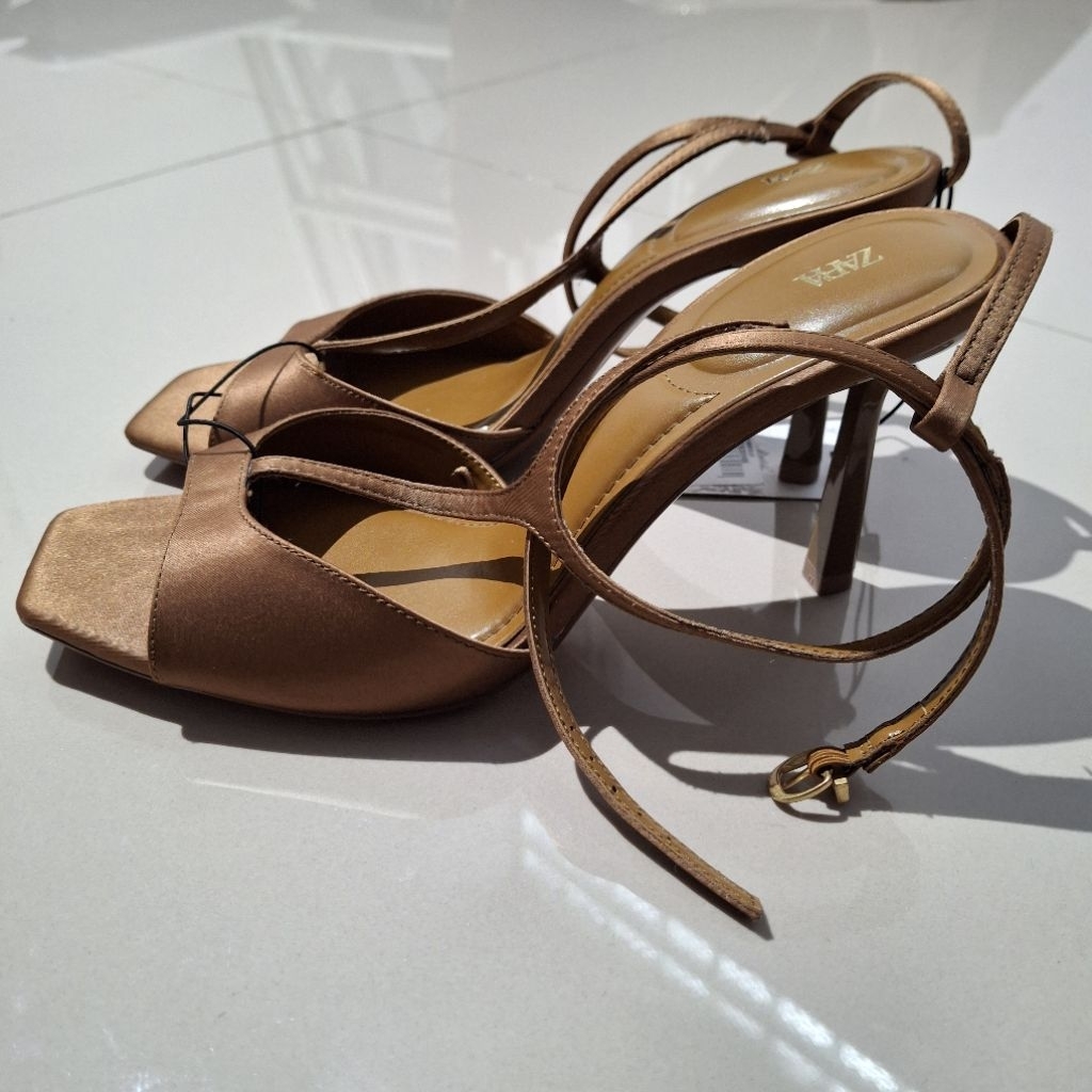 ZARA SEPATU HIGH HEELS STILETTO BROWN BARU ASLI ORIGINAL