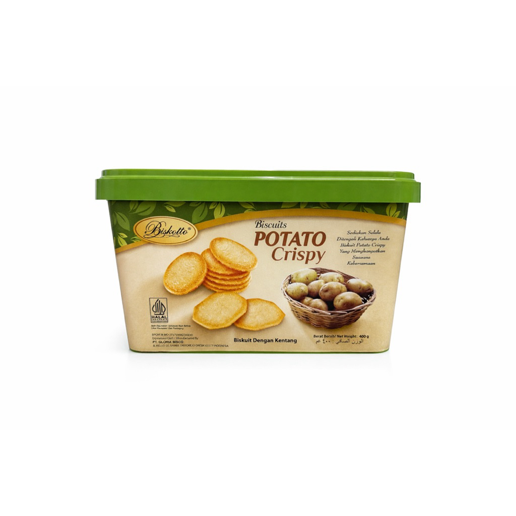 BISKOTTO POTATO KOTAK PLASTIK @400GR Kentang Gurih Asin Kriuk Jajanan