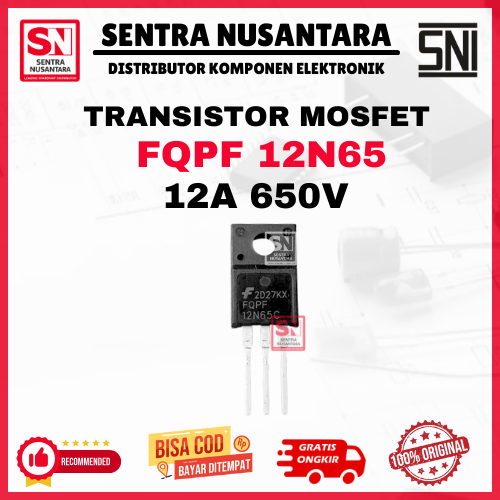 TR Mosfet 12N65 ORIGINAL | FQPF12N65 - 12A 650V | TR 12N65 ASLI | TR FQPF12N65 PREMIUM | Mosfet 12N6