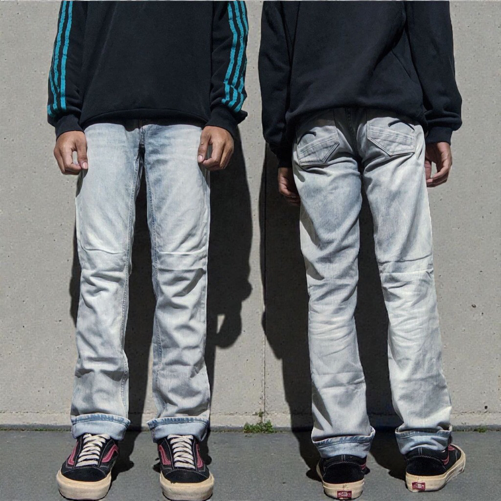 Size 28 Celana Panjang Longpants Jeans Gstar Raw Light Blue Washed Fading Straight fit  #CJ93A