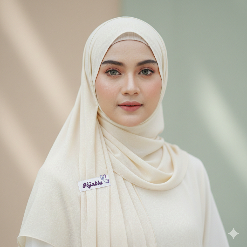 Hijabia - Hijab Segiempat Polos - Warna Ivory