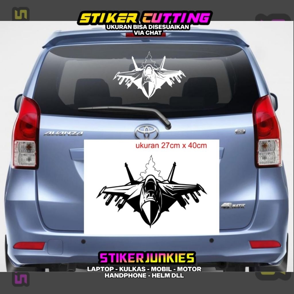 STIKER KACA BELAKANG MOBIL LOGO PESAWAT JET 14 STICKER CUTTING