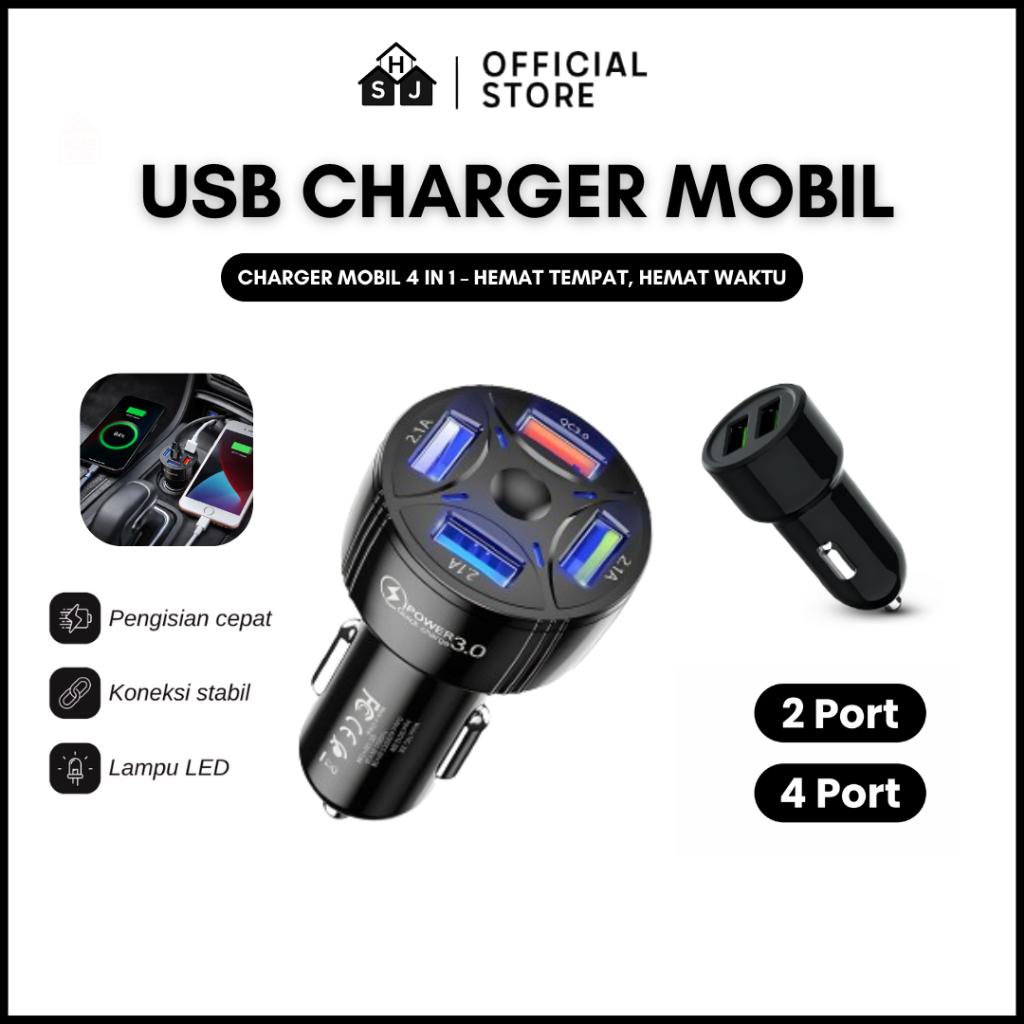 Car Charger Colokan Charger Mobil 4 Ports 2.1A QC 3.0 Fast Charging / Charger Mobil 2 Ports LED Univ
