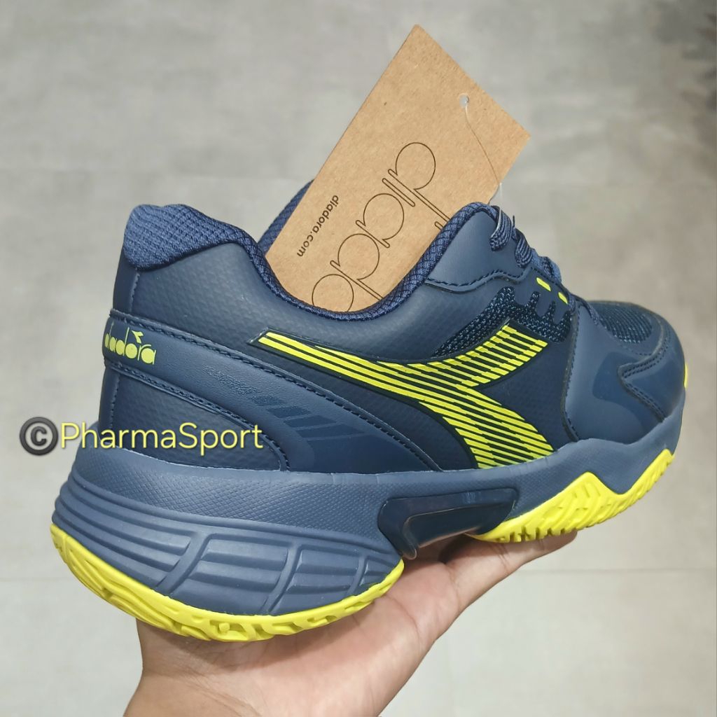 Hot Sale Sepatu Tenis Diadora Navy Lime Original Authentic Sepatu Tennis Padel Murah Nicholas