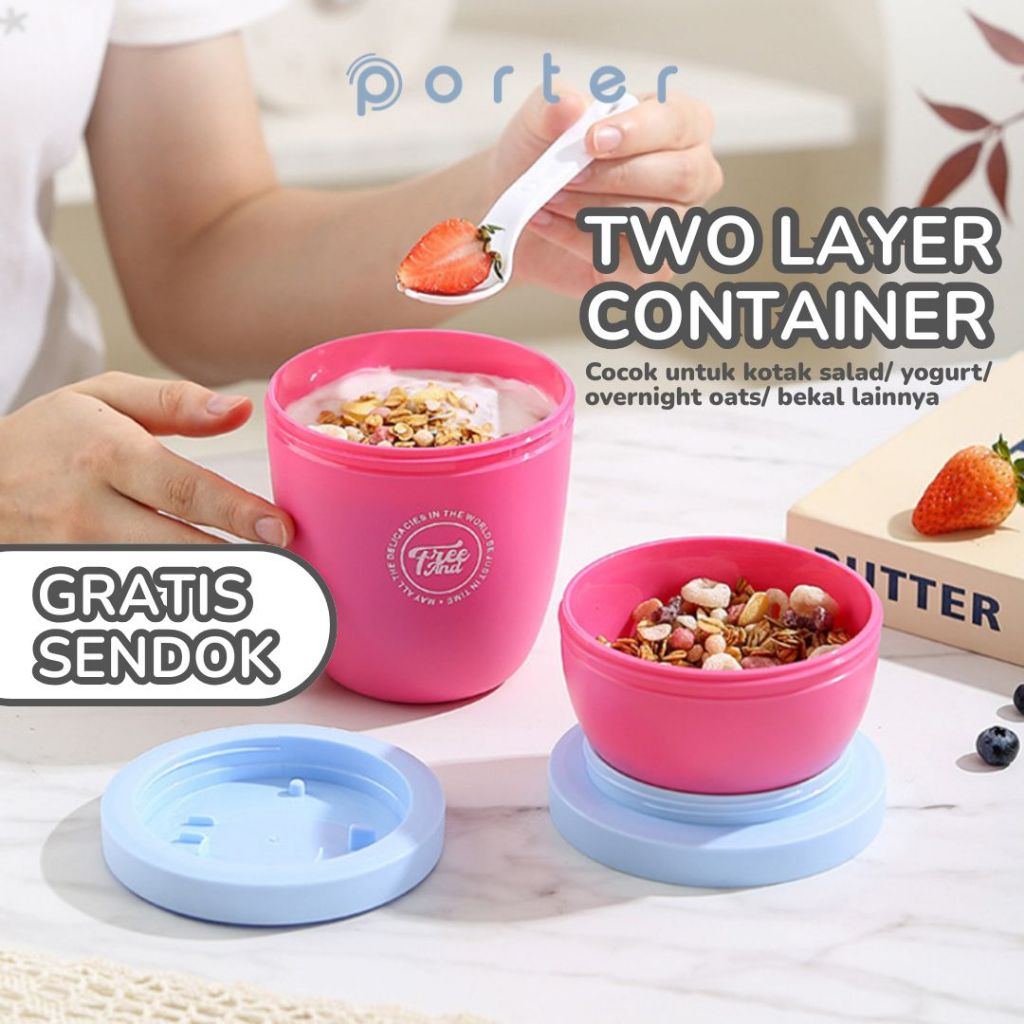 Iq Baby 2 In 1 Food Container Tempat Yogurt Salad Kotak Makan Siang 2 Tingkat