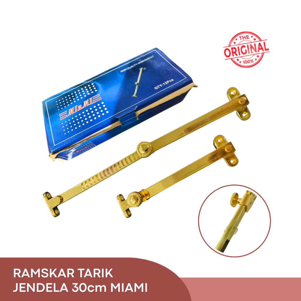 MIAMI Ramskar Jendela 30cm Gold Kotak Solid Tebal Hak Angin Penahan Jendela