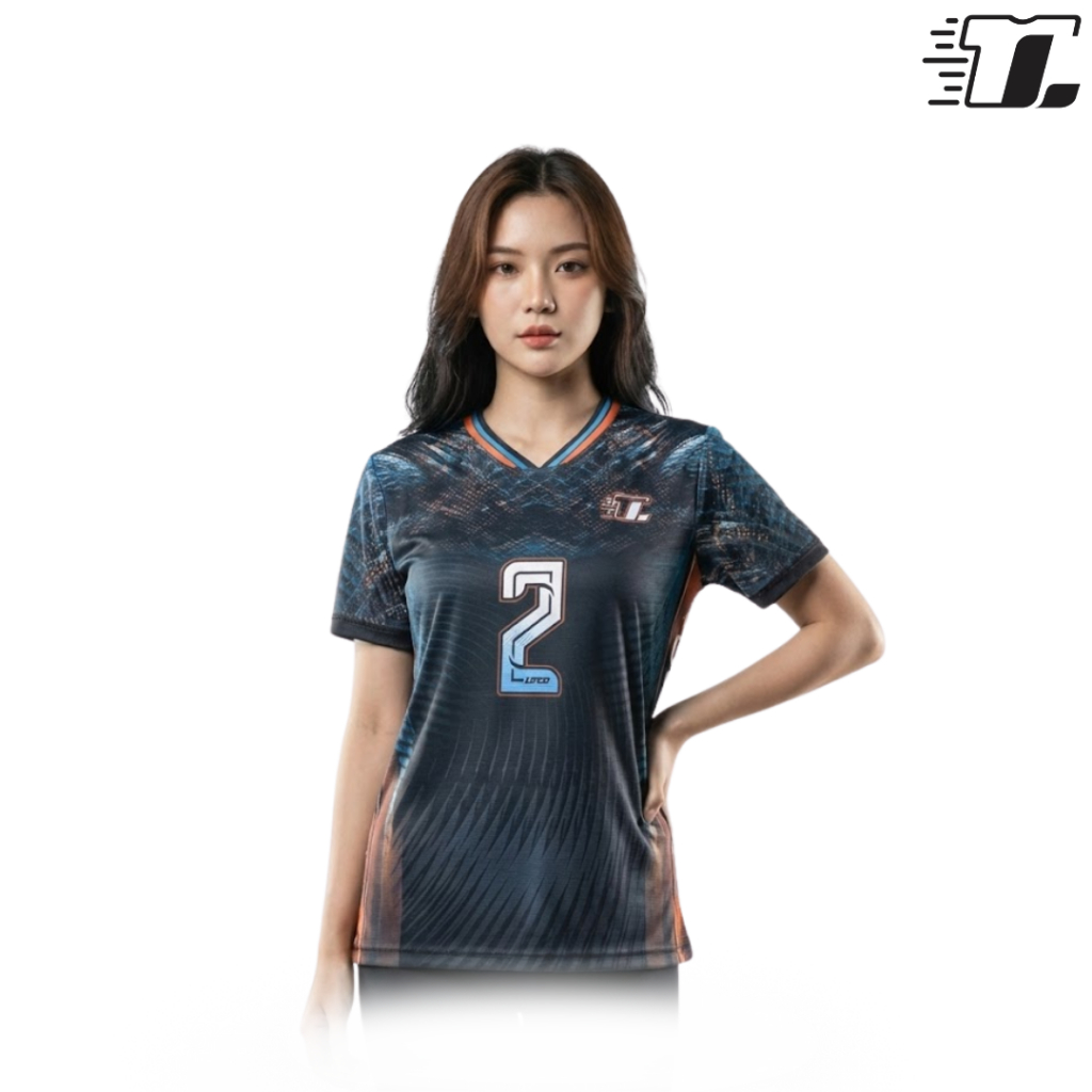 Lifco Jersey Dan Celana Voli Cewek Premium  Full Printing Greeta Hitam Orange Series ( Dijual Terpis