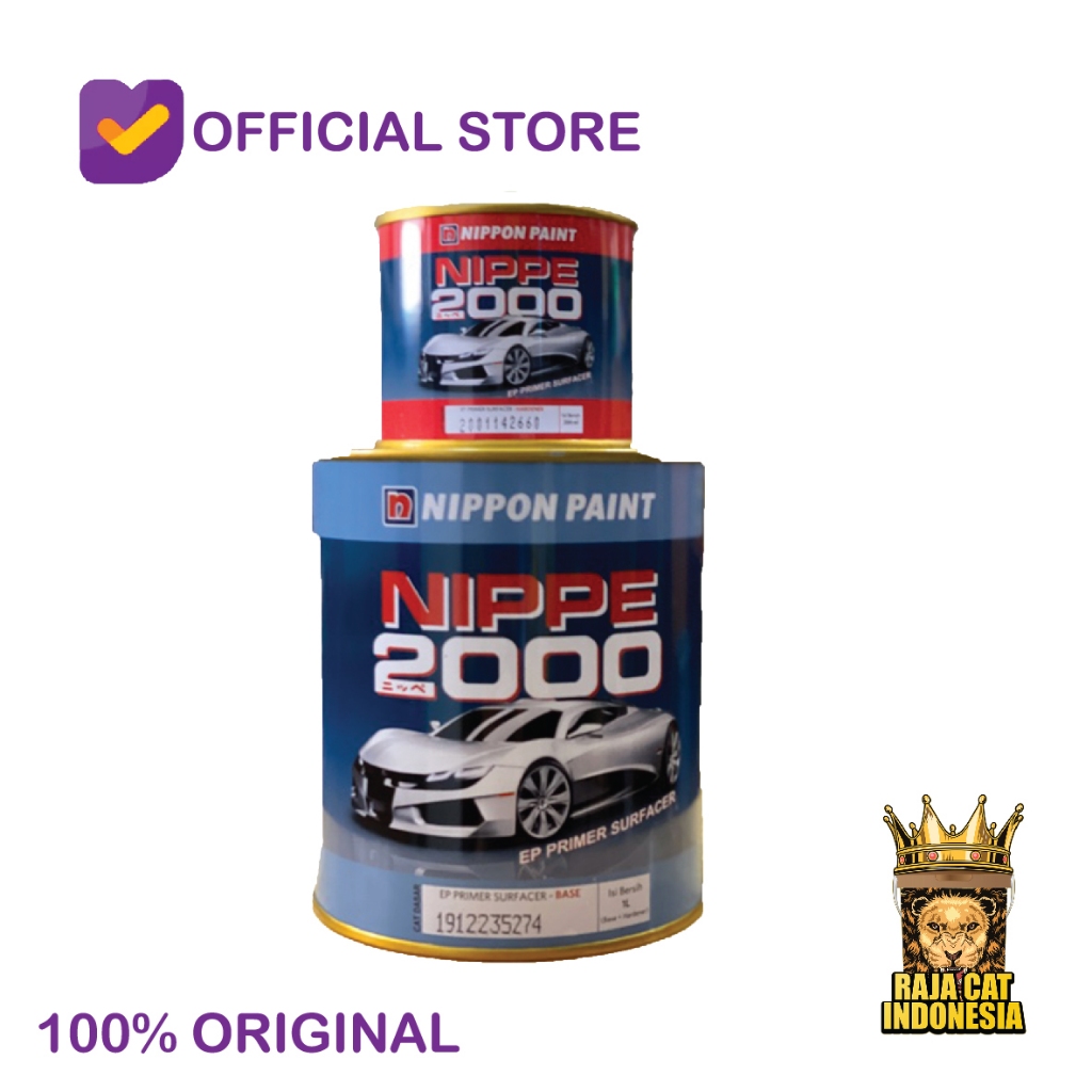 Cat Epoxy Nippe 2000 Epoxy Primer Surfacer Abu + Hardener 1L ABU / PUTIH // Kemasan Kaleng