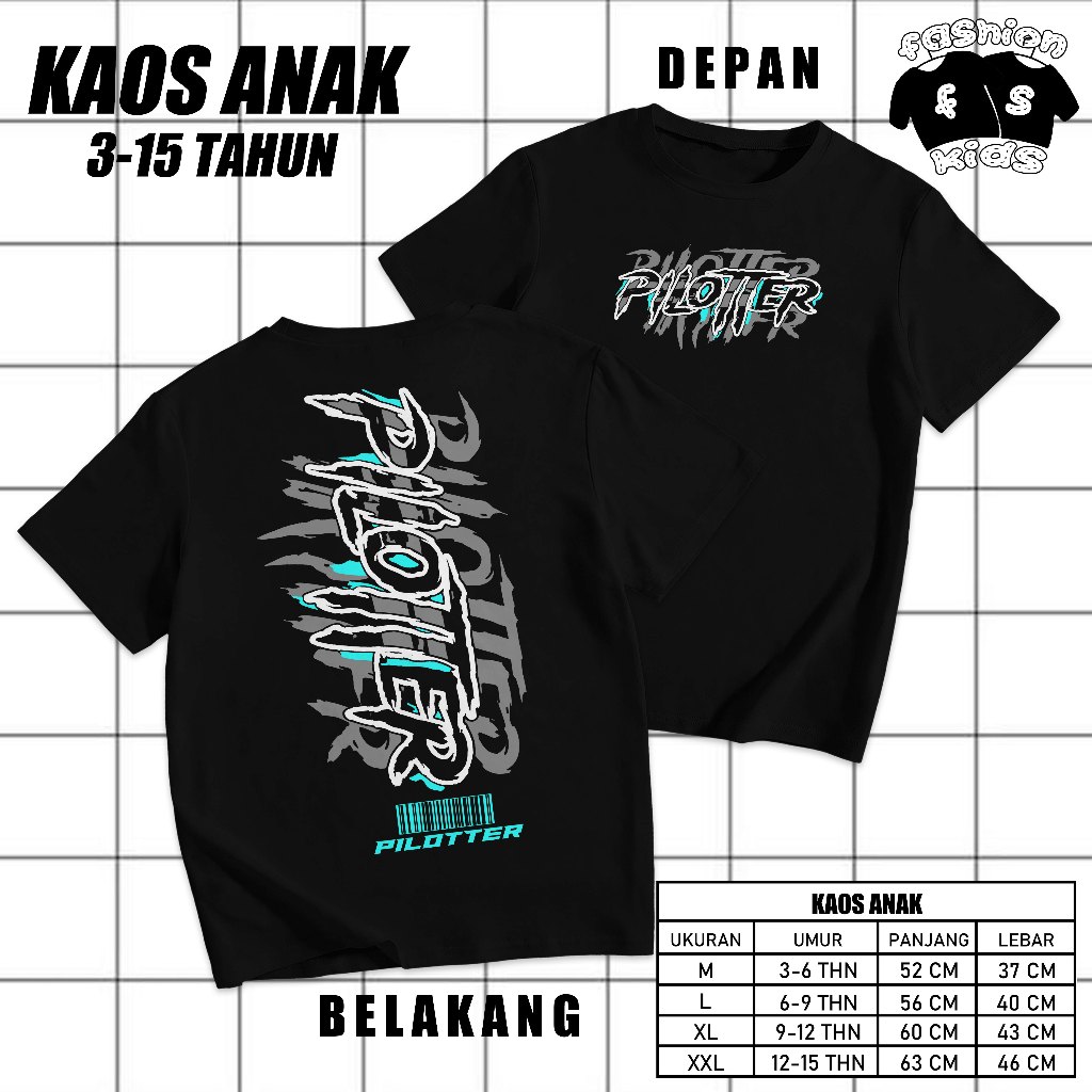 KAOS ANAK KAOS PILOTTER ZOMBIE HITAM ORIGINAL TERBARU FREE STIKER KAOS BEST SELLER PILOTTER ORIGINAL