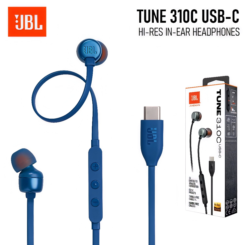 Earphone JBL Tune 310C Handsfree Kabel USB Type C Original Super Bass
