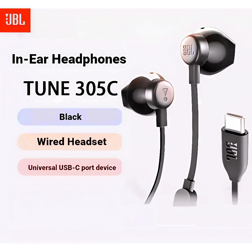 Earphone JBL Tune 305C Handsfree Kabel Type C Stereo Bass