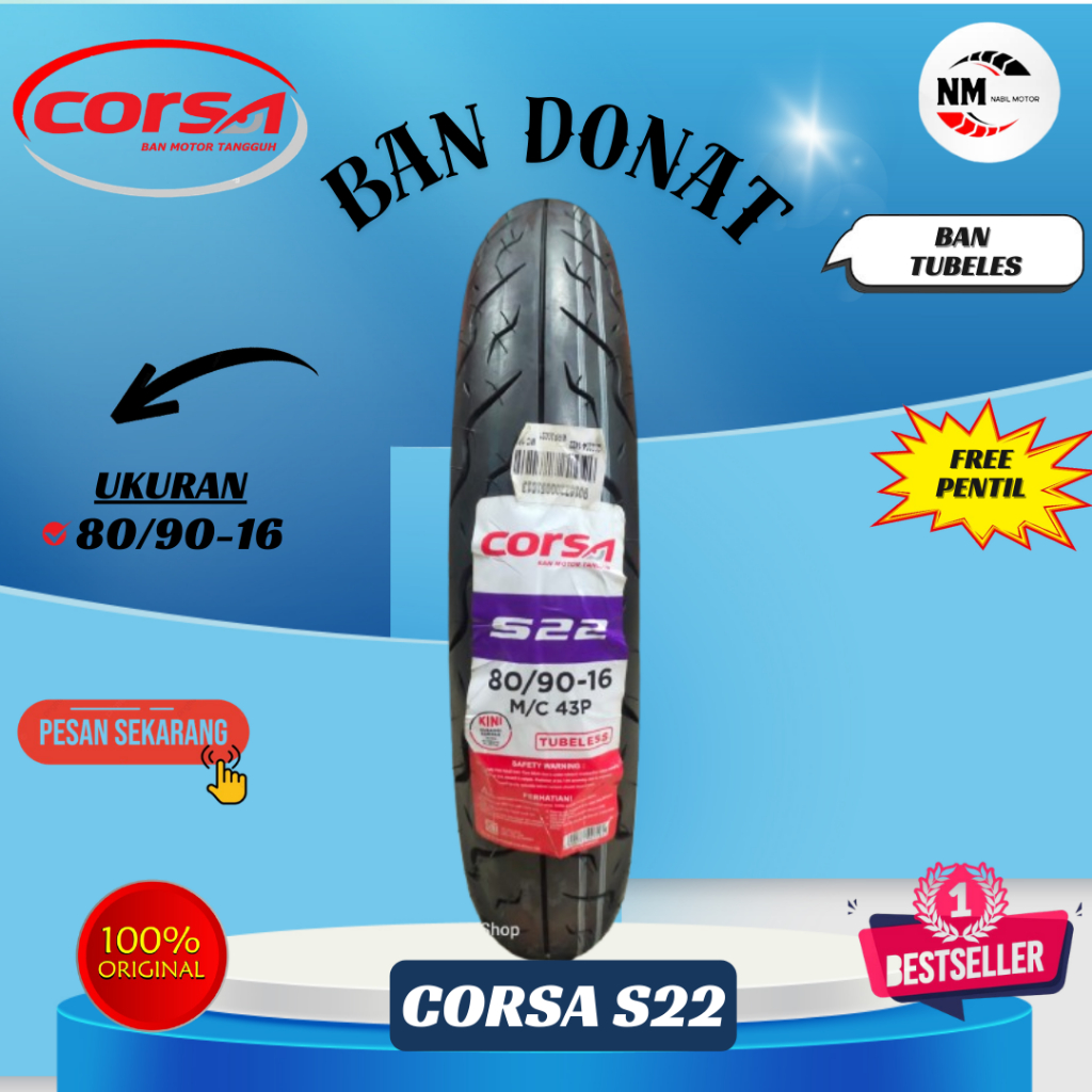 Ban Motor Sky Wave / Corsa S22 80/90 Ring16 Tubeless