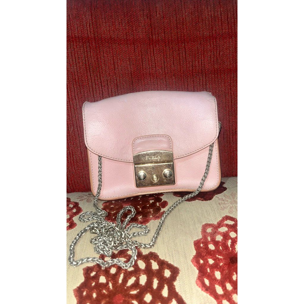 tas mini furla pink preloved