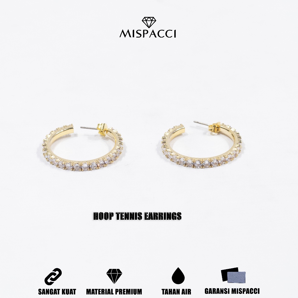 Mispacci - Anting Tennis Chain Hoop - Gold
