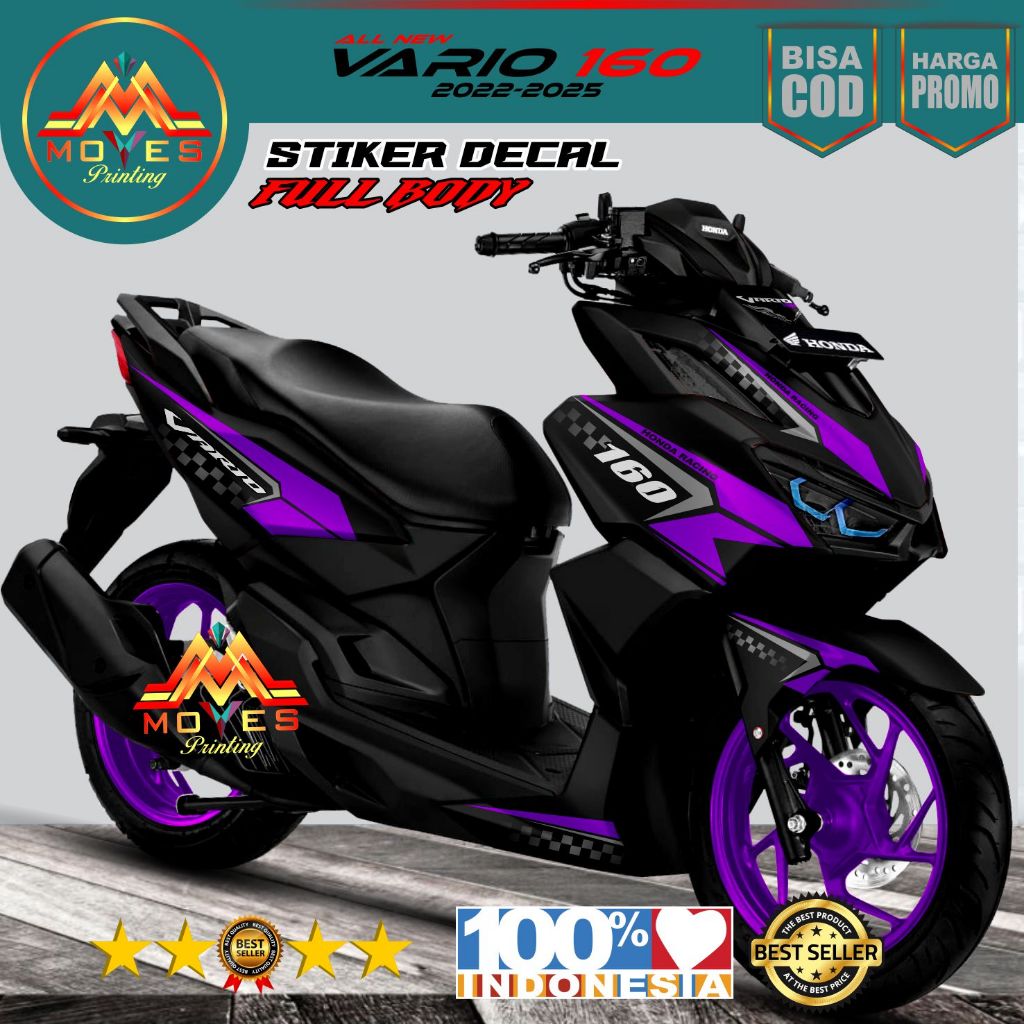COD promo Decal stiker Vario 160 2022-2025 full body / stiker motor Vario Racing Hitam