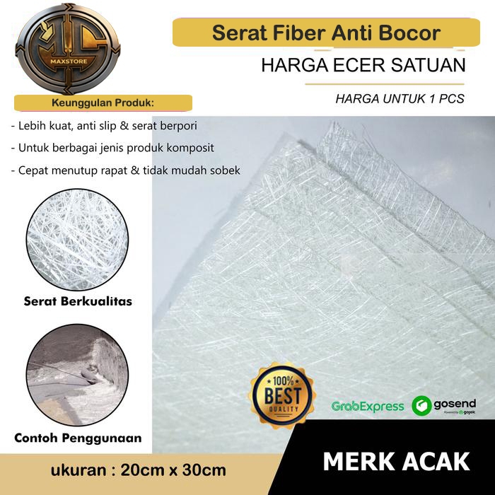 Serat Fiber Aquaproof Lembaran Fiberglass Matt Anti Bocor Penambal Atap Genteng Asbes Rembes Polyest