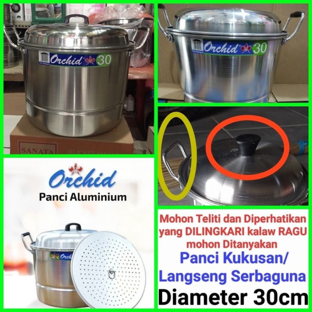 langseng nasi panci kukusan panci langseng panci sarangan serbaguna Diameter 30cm ORCHID