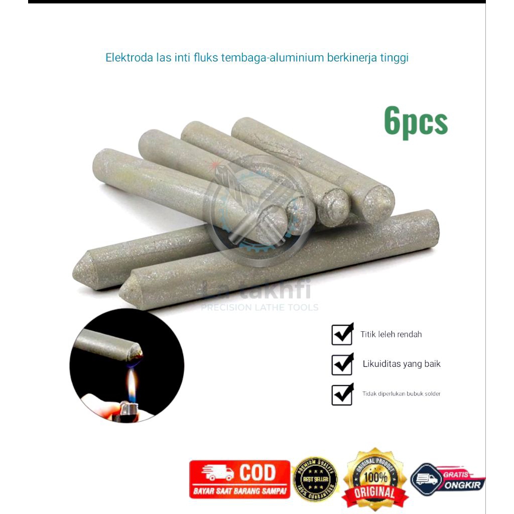 6pcs Batang Las Timah Suhu Rendah Dengan Bakar Korek Api Low Temperature Electrode Welding Rod Kawat