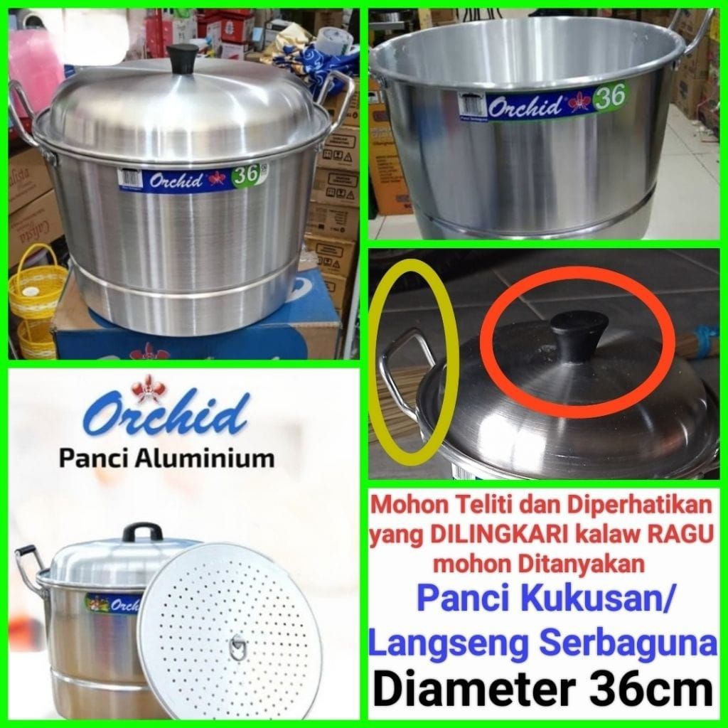 langseng nasi panci kukusan panci langseng panci sarangan serbaguna Diameter 36cm ORCHID