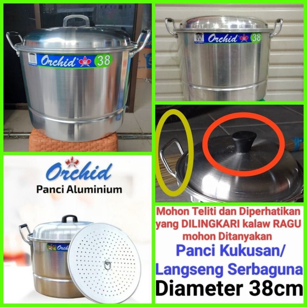 langseng nasi panci kukusan panci langseng panci sarangan serbaguna Diameter 38cm ORCHID