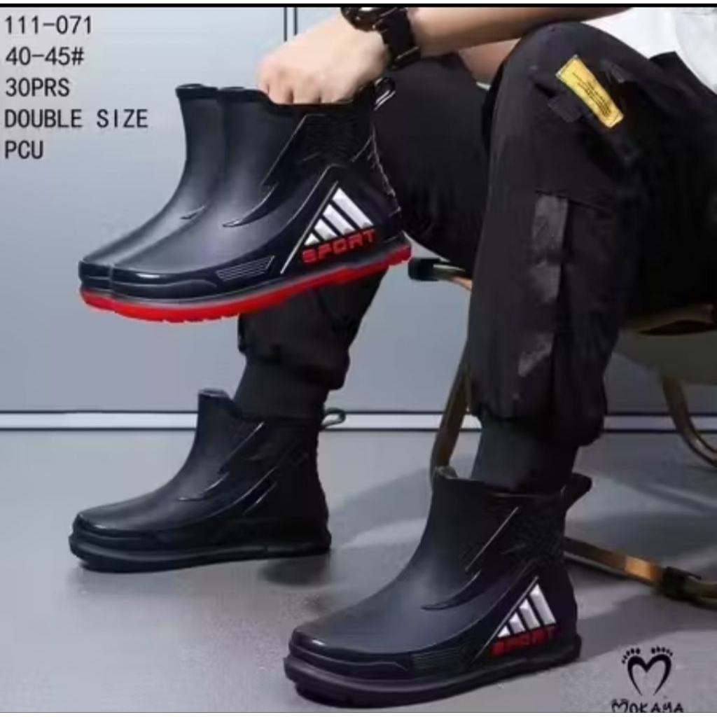 Sepatu Boot Pria Karet Pendek Mokaya Sepatu Anti Licin desain bagus