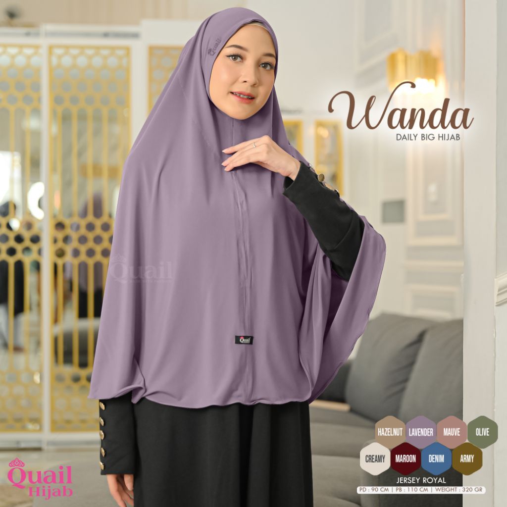 Hijab Instan Bergo Jumbo Jersey WANDA Original Jilbab Quail