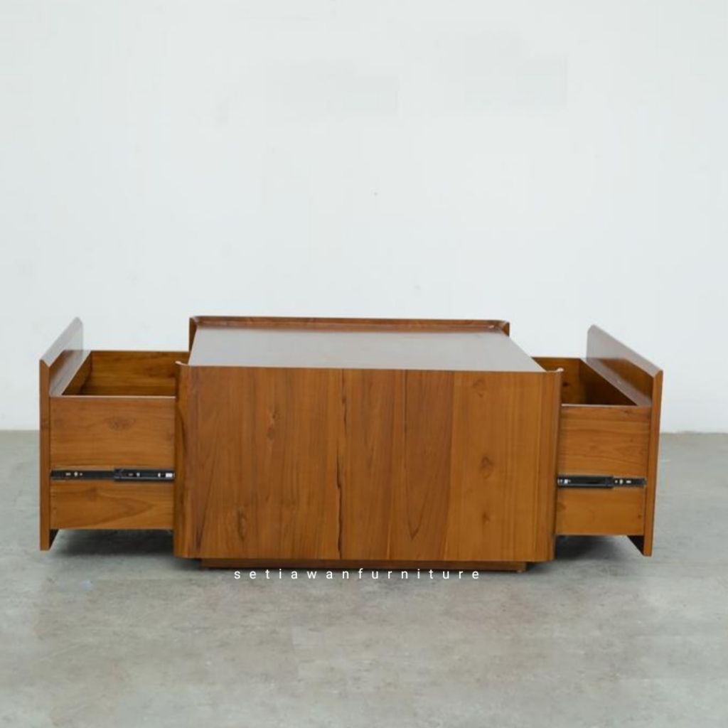 Meja Tamu Kayu Jati Minimalis - Coffee Table Drawers - Coffee Table Jati Tua
