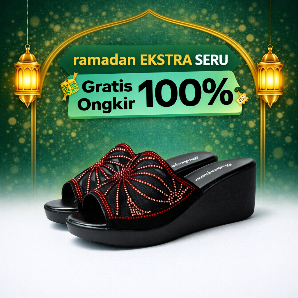 Sandal Wanita Pesta / Sendal Wedges Kondangan Ibu Ibu Kekinian Terlaris