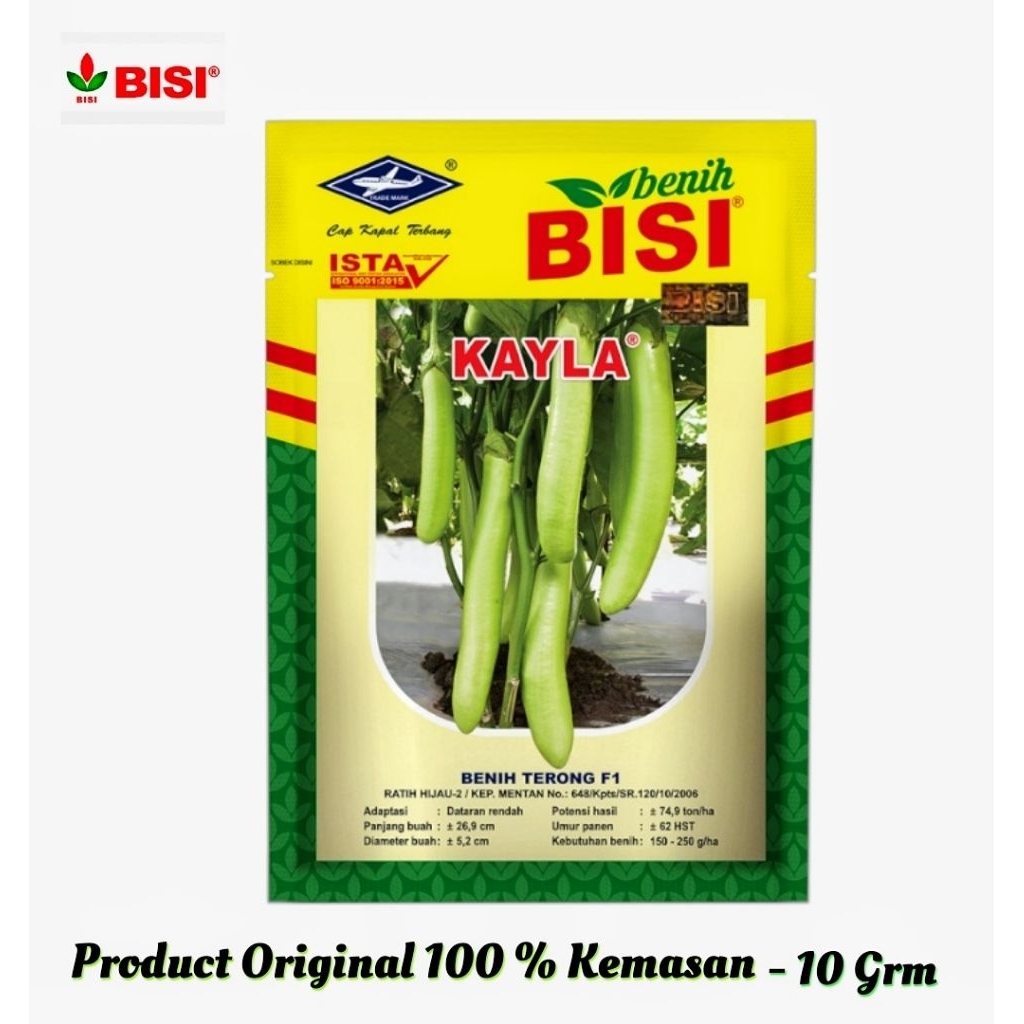 Benih Terong Hijau Hibrida Tahan Virusi KAYLA F1 - 10 Grm // Bibit Terong Ijo Tavi Benih Bisi