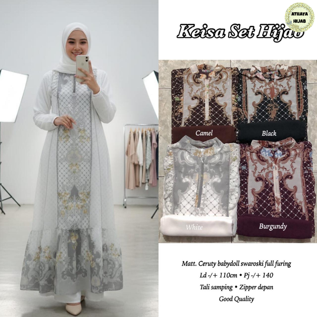 Gamis Lebaran Wanita Terbaru 2026 Baju Pengajian Ibu Pernikahan Set Gamiss Hijab Dres Brokat Muslima