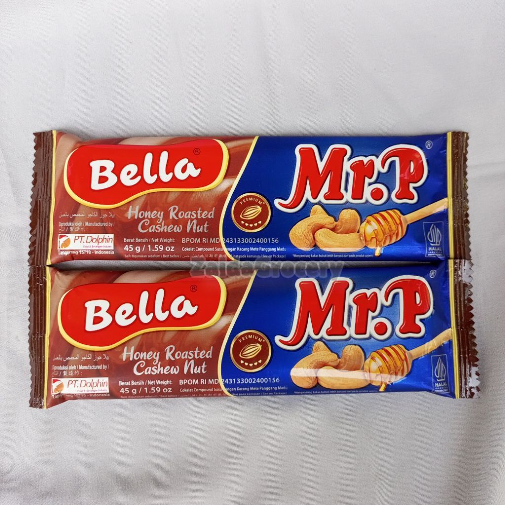 Bella Mr. P Cokelat Batang Honey Roasted Cashew Nut 45g