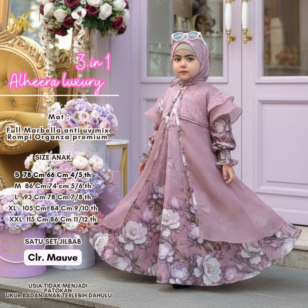 ALHEERA LUXURY KIDS GAMIS ANAK PEREMPUAN ORI MAUMA