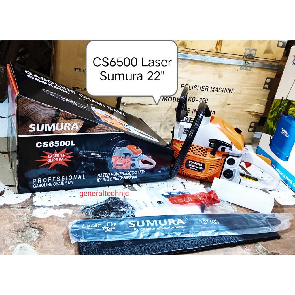 Chainsaw Sumura 6500L 22" Bar Laser CS6500S Sumura Chainsaw Laser Bar 22"