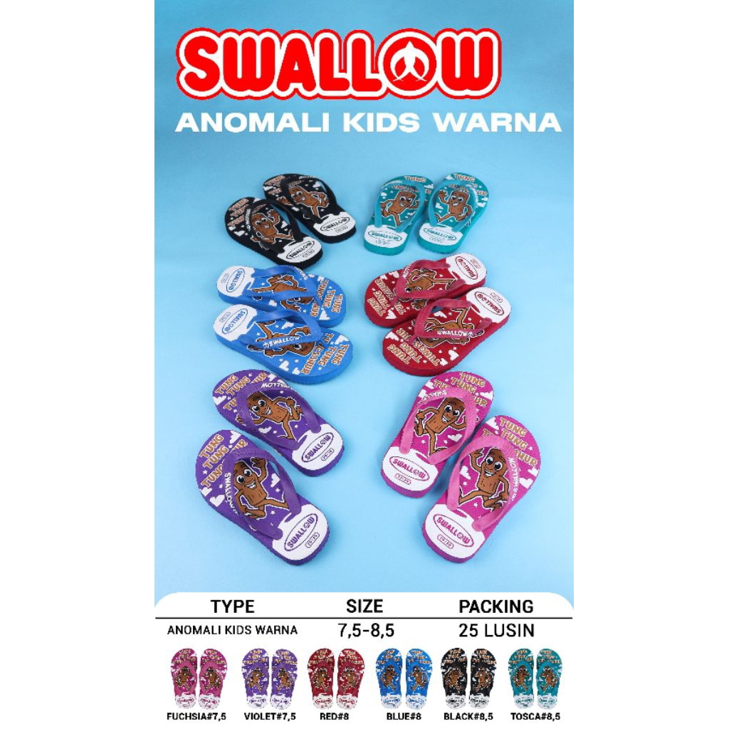 sandal Swallow anak karakter anomali tung sahur/ sandal jepit anak swallow
