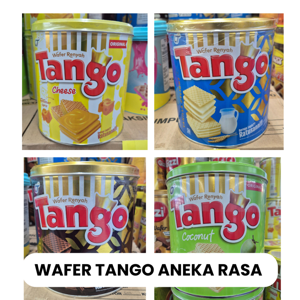 Wafer Tango Kaleng 240gr Aneka Rasa Keju, Coklat, Kelapa & Vanilla Original