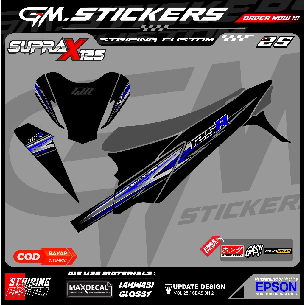 STRIPING VARIASI HONDA SUPRA KPH SUPRA X 125 SUPRA X BATMAN 2008-2012 KPH RACING K56
