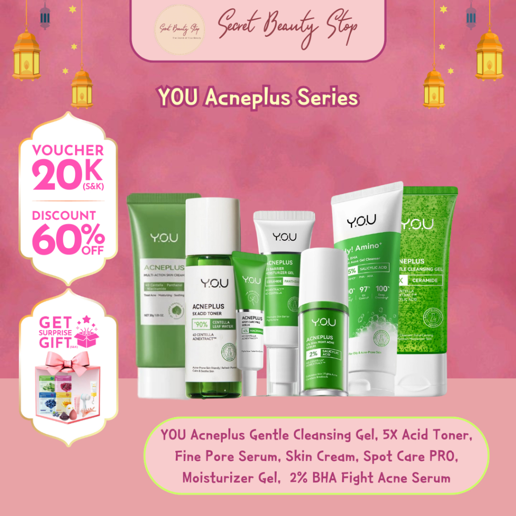 YOU GET 1 FREE GIFT Acneplus Series | Dual Acne Combat Bundle Set, YOU Hy Amino Anti Acne Face Wash 