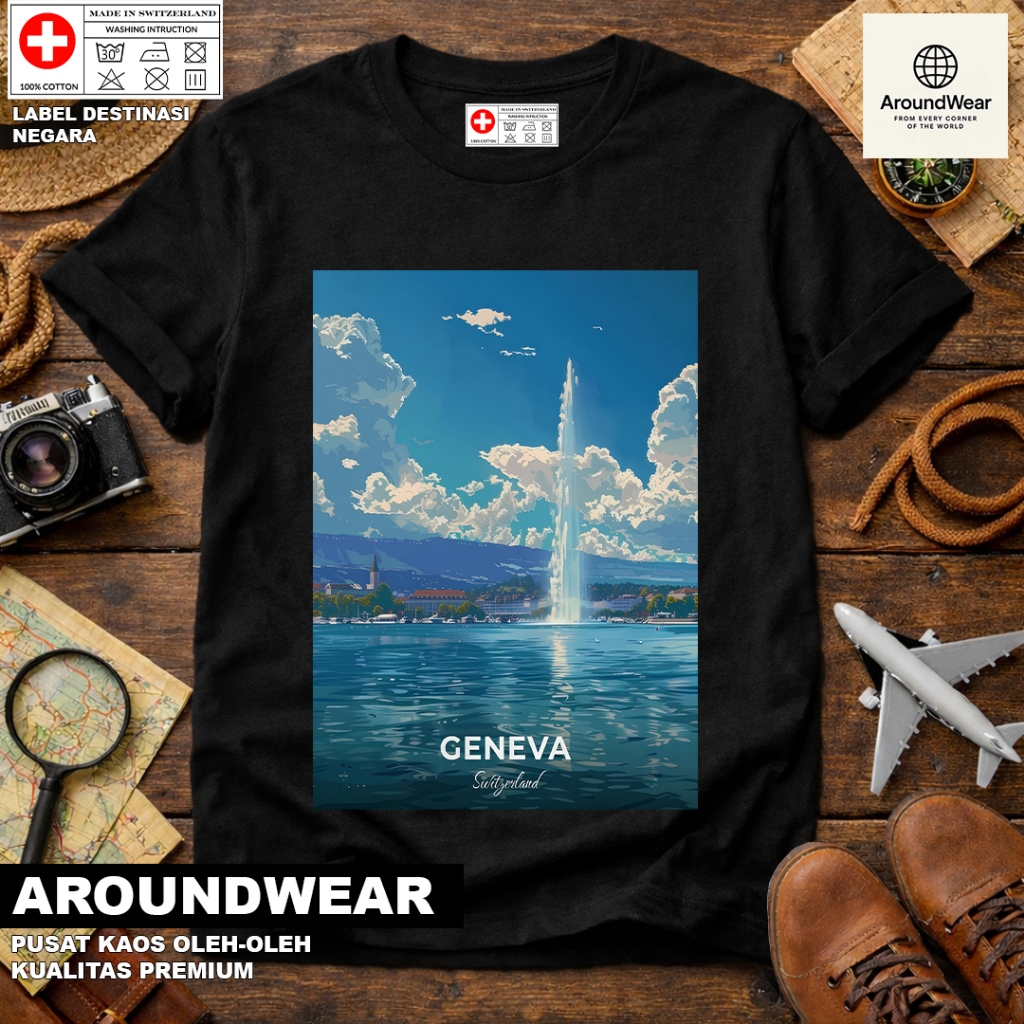 BAJU KAOS OLEH OLEH SWISS 5, PAKAI TAG NEGARA ASAL SWISS BAHAN SOUVENIR PREMIUM GIFT