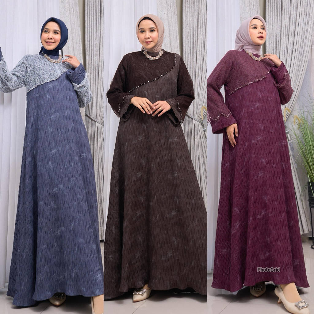 ELIZA DRESS GAMIS PREMIUM BY MAREVI/Ready std jumbo/gamis lebaran 2026
