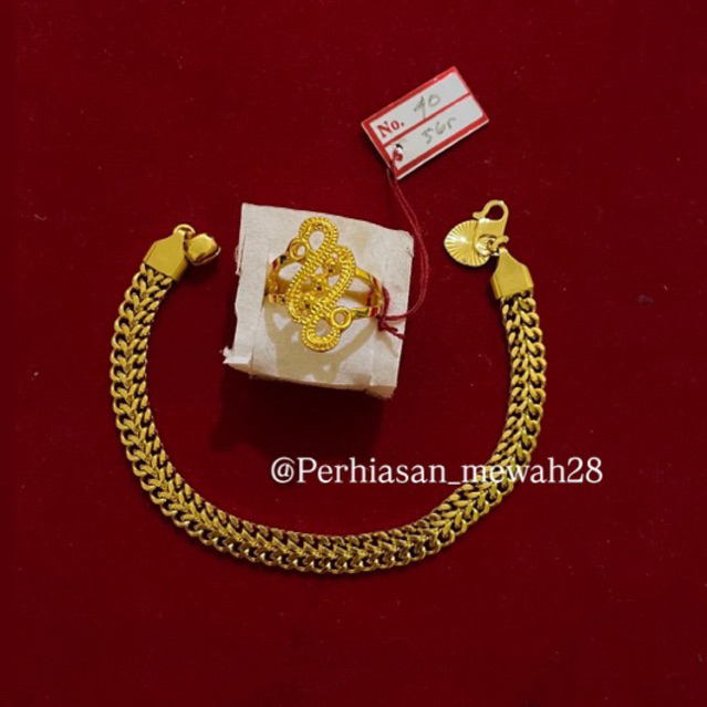 gelang tikar free cincin berlapis emas muda