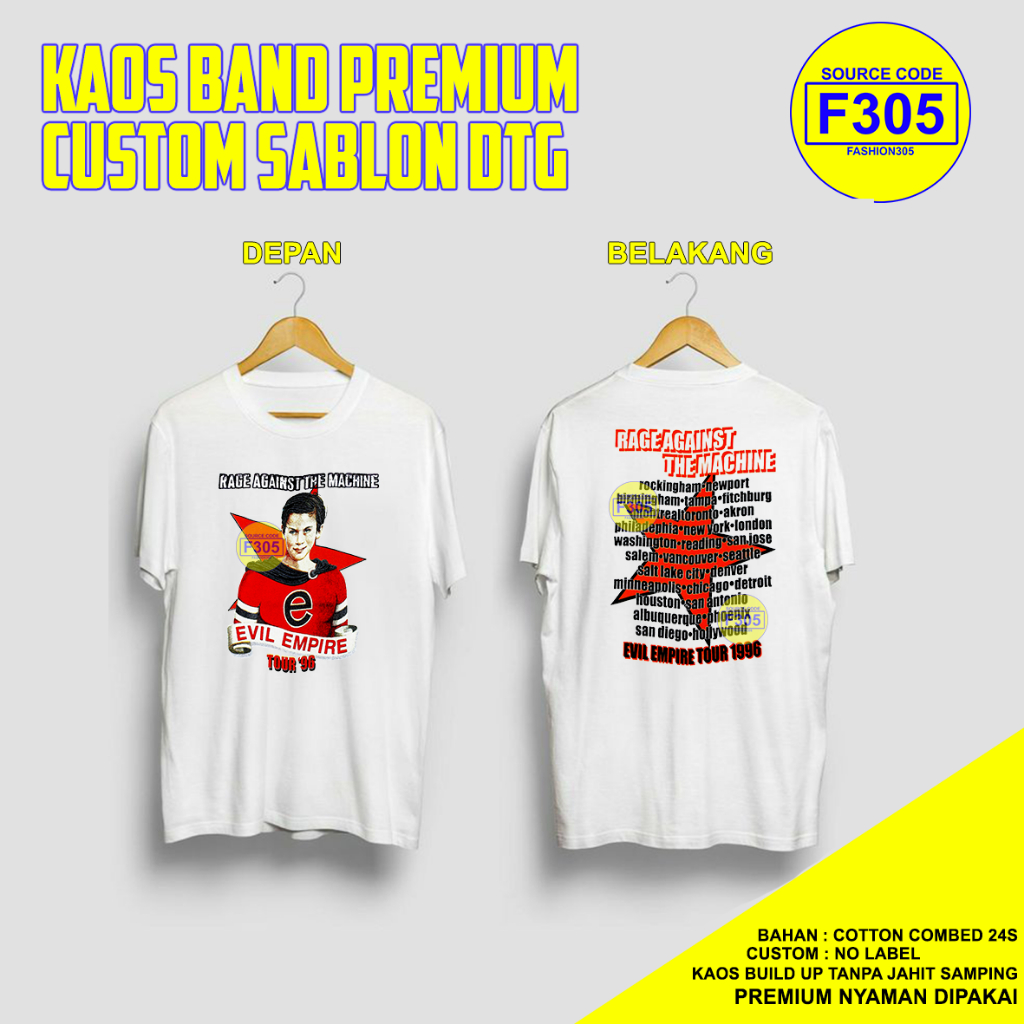 KAOS BAND VINTAGE RATM TOUR PREMIUM CUSTOM SABLON DTG
