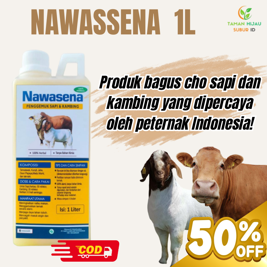 Nawasena 1Liter penggemuk Sapi & Kambing Cepat – Nafsu Makan Naik, Bobot Cepat Bertambah, 100% Herba