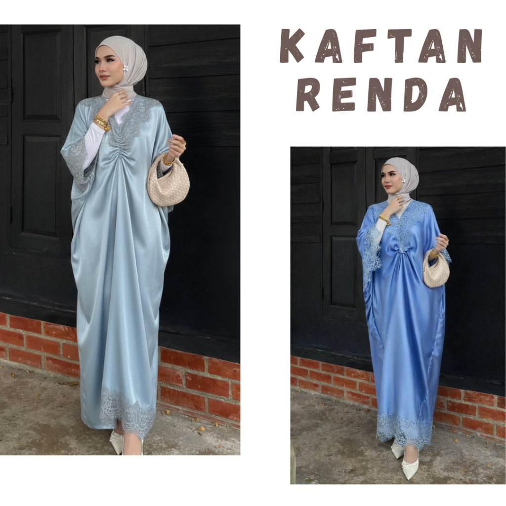 Kaftan Satin Premium Variasi Renda Mewah Gamis Lebaran Model Terbaru Kaftan Polos Simple Mewah Elega