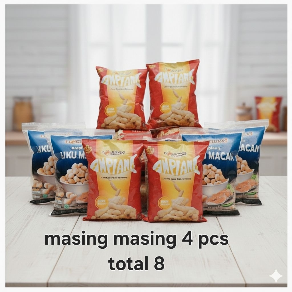 8 x 50 gr netto paket Cemilan oleh oleh bontings amplang campur dua rasa tengiri 4 pcs & kuku macan 