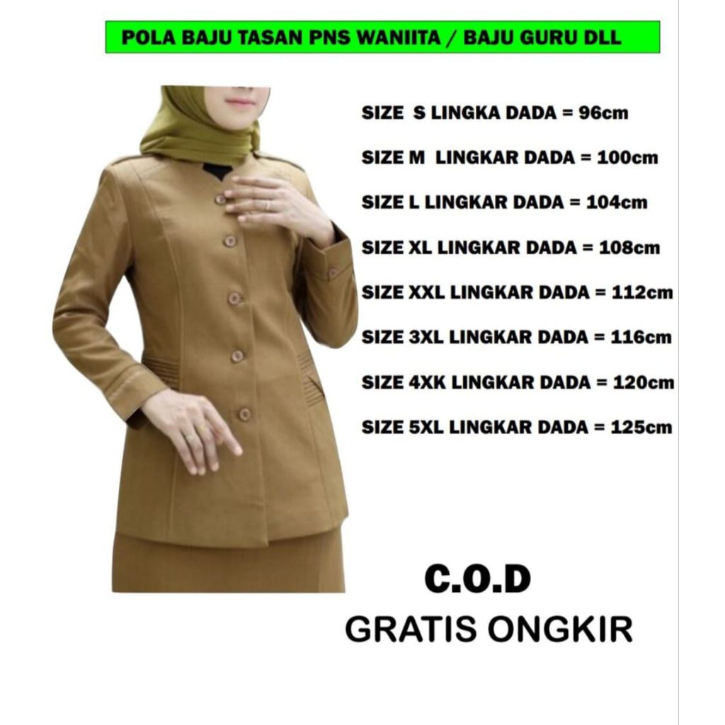 POLA BAJU ATASAN PNS WANITA /BAJU GURU DLL