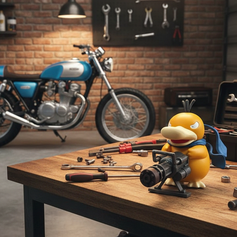 Dekorasi Mobil Bebek Senapan Gatling 8cm PVC Kuning Biru Pajangan Mobil Meja